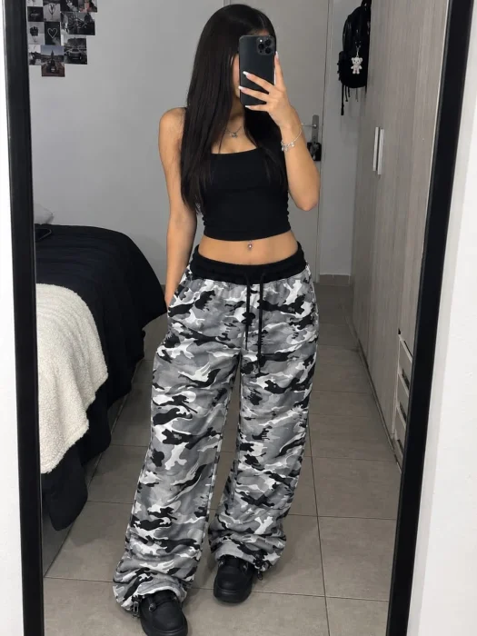 Baggy Tiro bajo Camuflado con Cintura Ribb