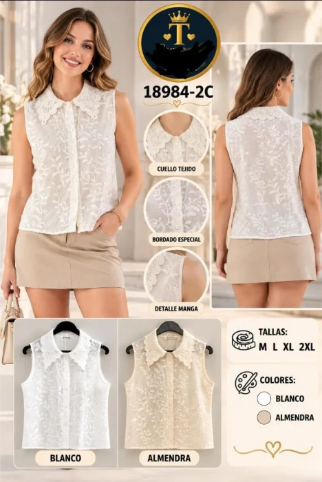 Musculosa Broderie con Brillo_ Santelón