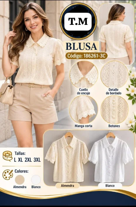 Camisa Broderie con Brillo_ Santelón