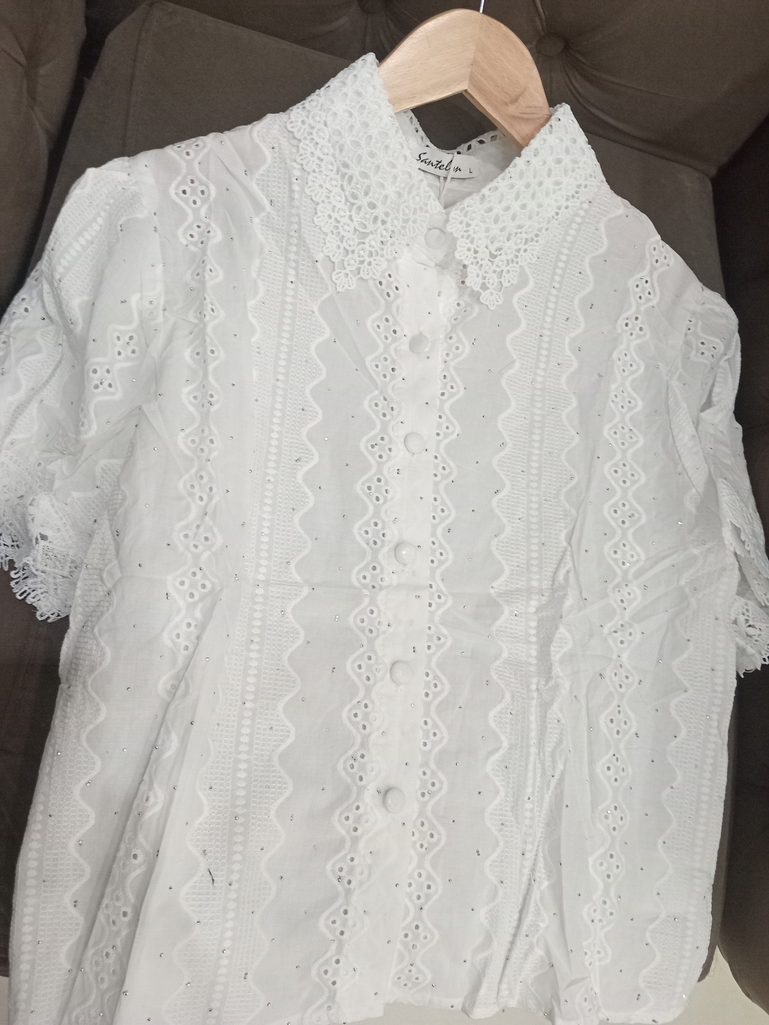 Camisa Broderie con Brillo_ Santelón - Imagen 2