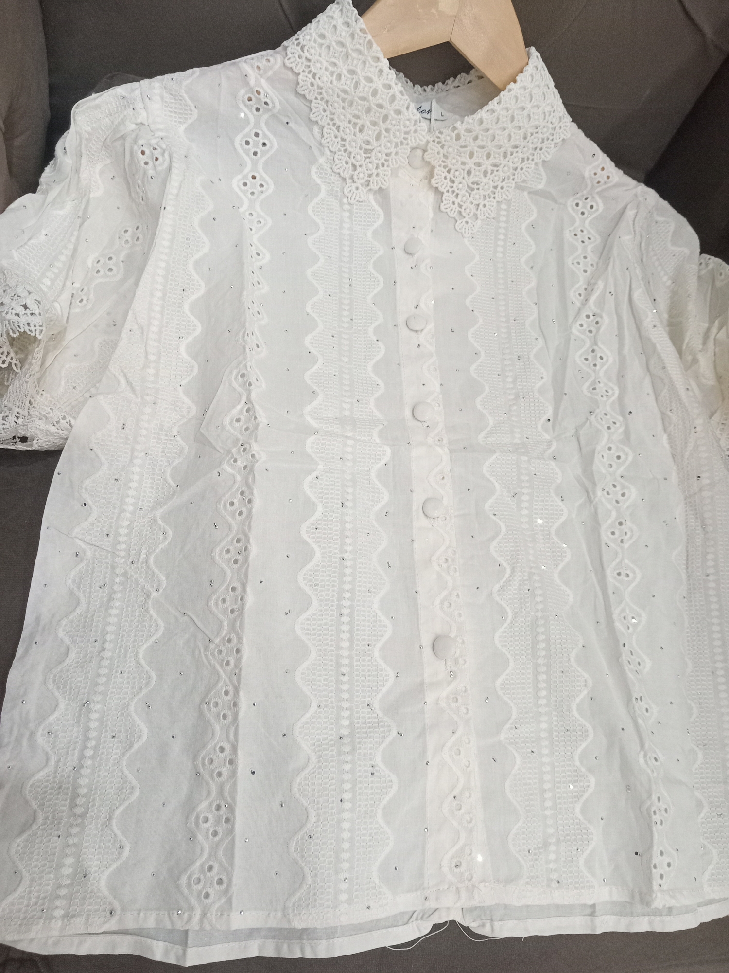 Camisa Broderie con Brillo_ Santelón - Imagen 3
