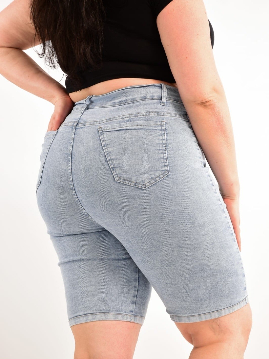 Bermudas Bastick Celeste Talles Grandes Elastizado - Imagen 2