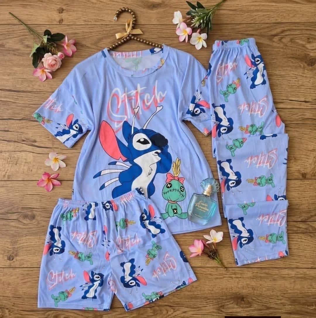 Pijamas de 3 Piezas de Seda Fria - Imagen 4