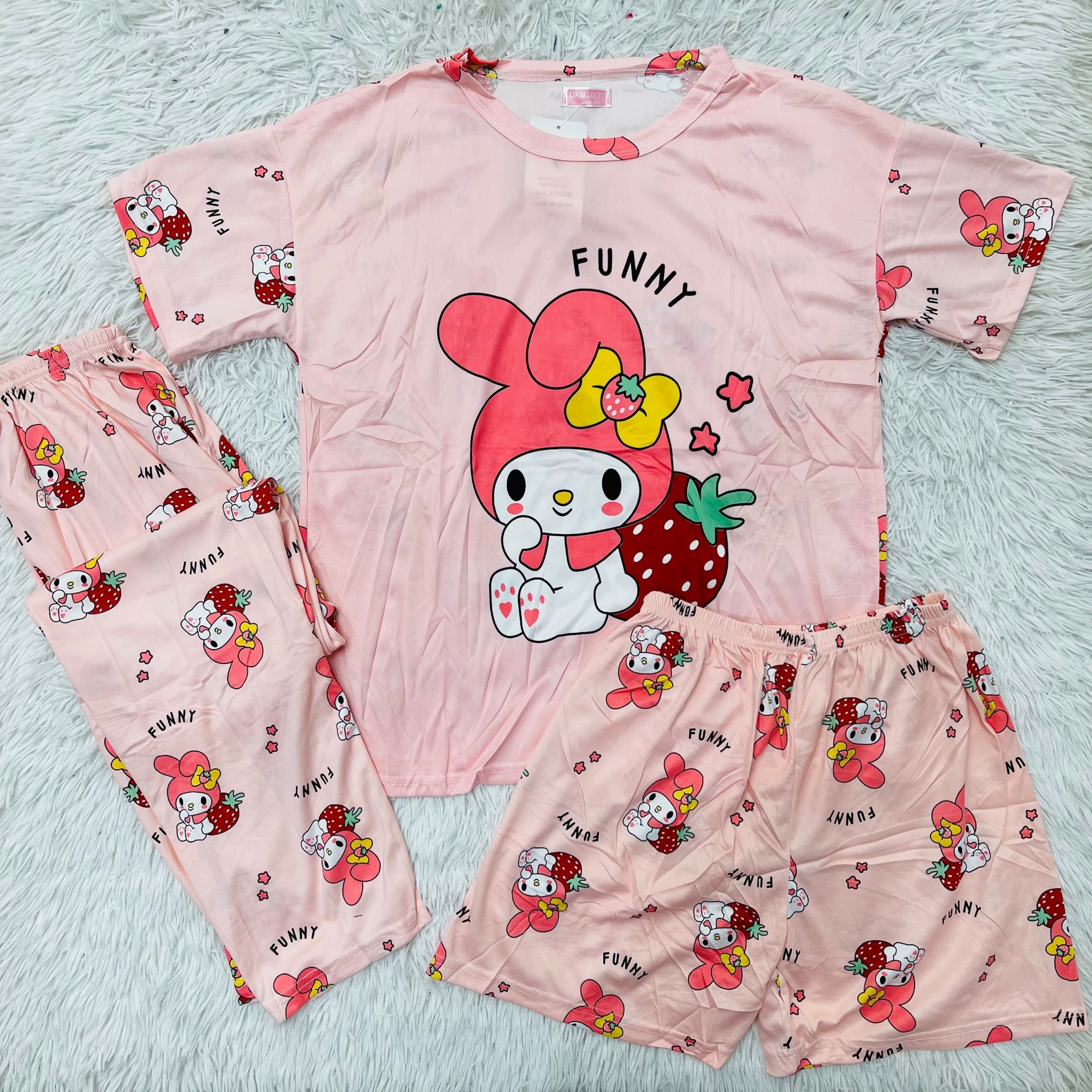 Pijamas de 3 Piezas de Seda Fria - Imagen 6