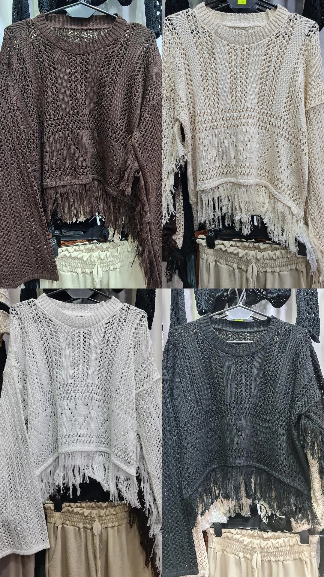 Sweater Calado de Hilo con Flecos - Imagen 3