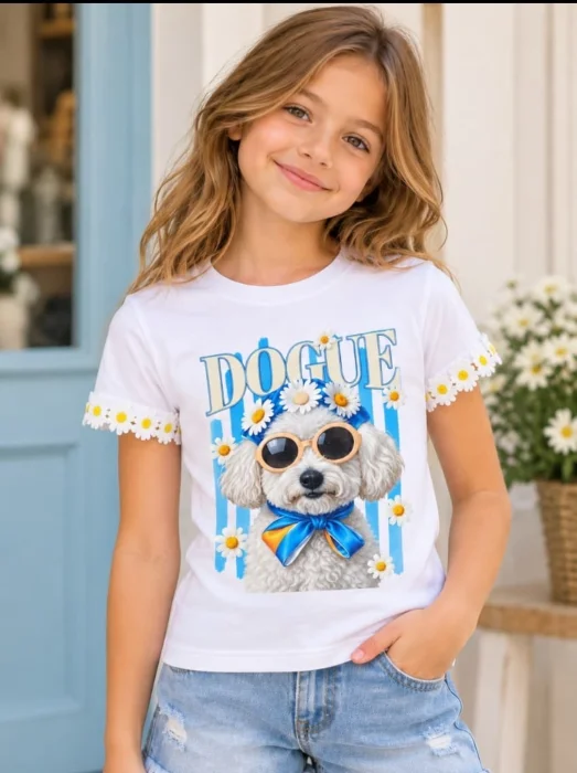 Remera de Nena con Aplique Margarita