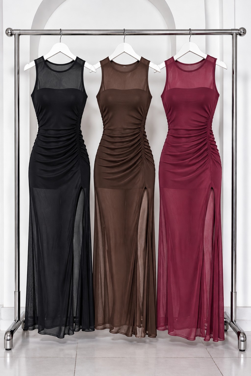 Vestido Largo Tull con Tajo - Imagen 2