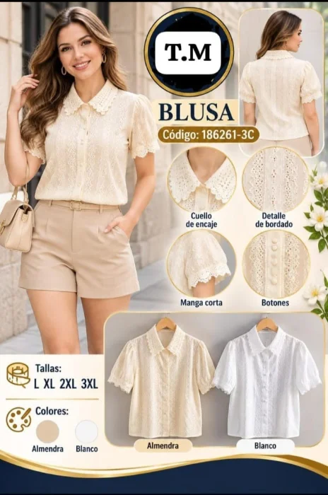 Camisa Broderie con Brillo _ Santelón