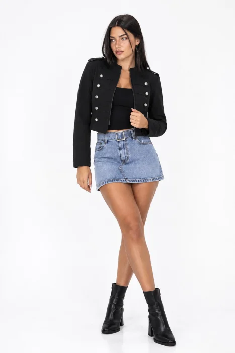 Campera Napoleón Dama Chaqueta Botones Mujer Denim Jean Moda Tendencia Mayoristas