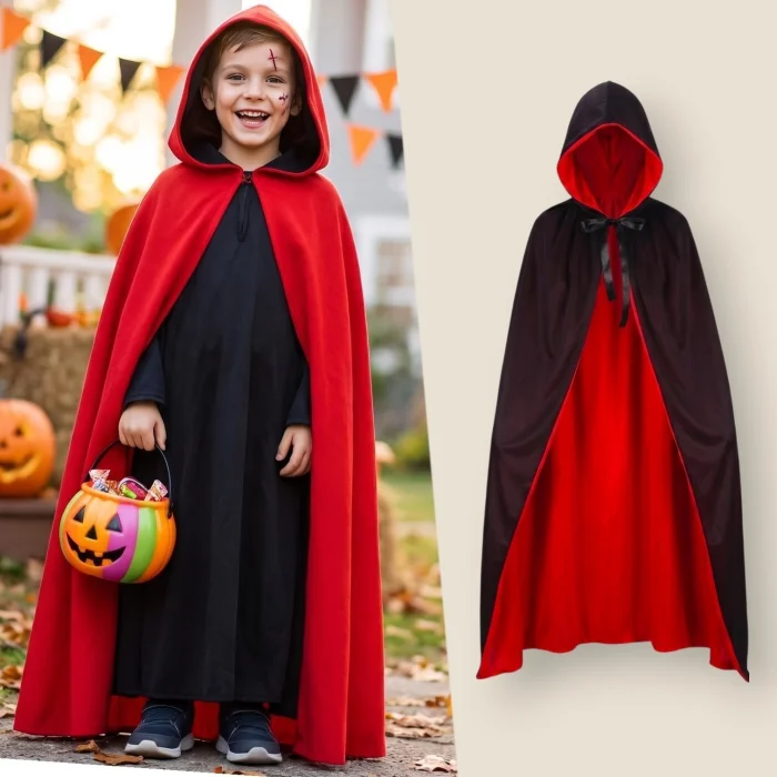 Capa Reversible Vampiro Mide 106cm de Altura, Halloween