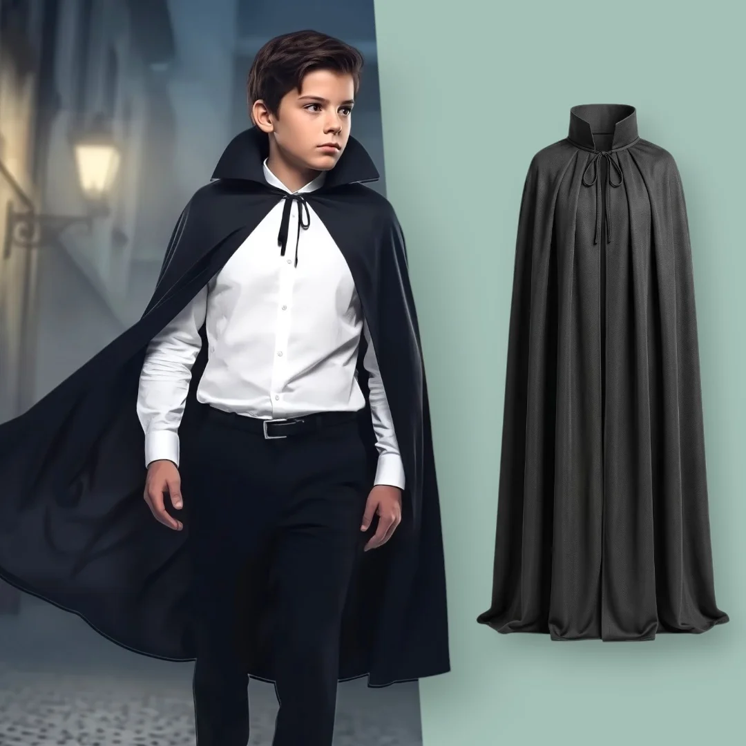 Capa Negra, Mide 115cm Aproximado, Halloween - Imagen 1
