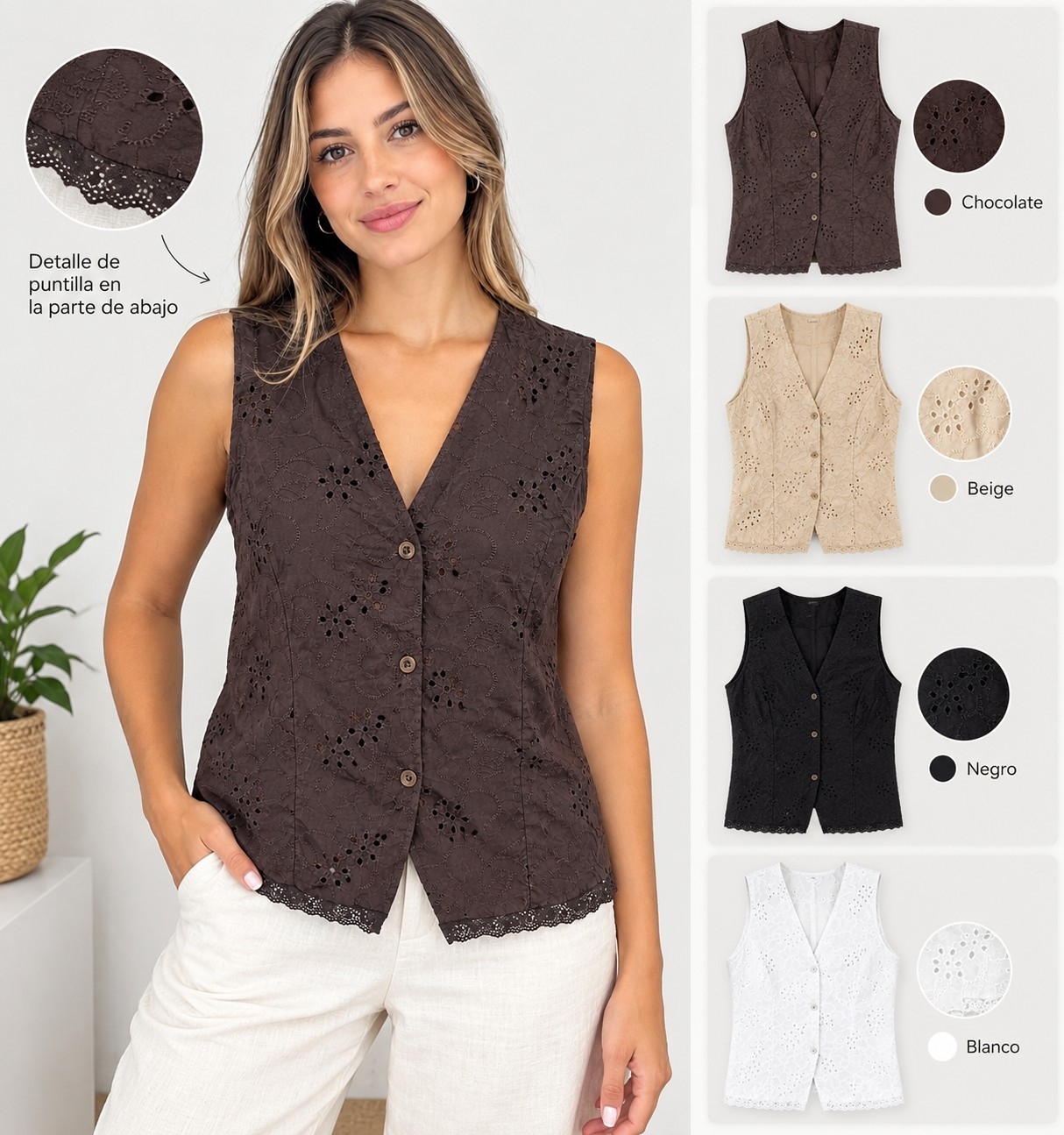 Chaleco Brodery 100 X 100 Algodon - Imagen 2
