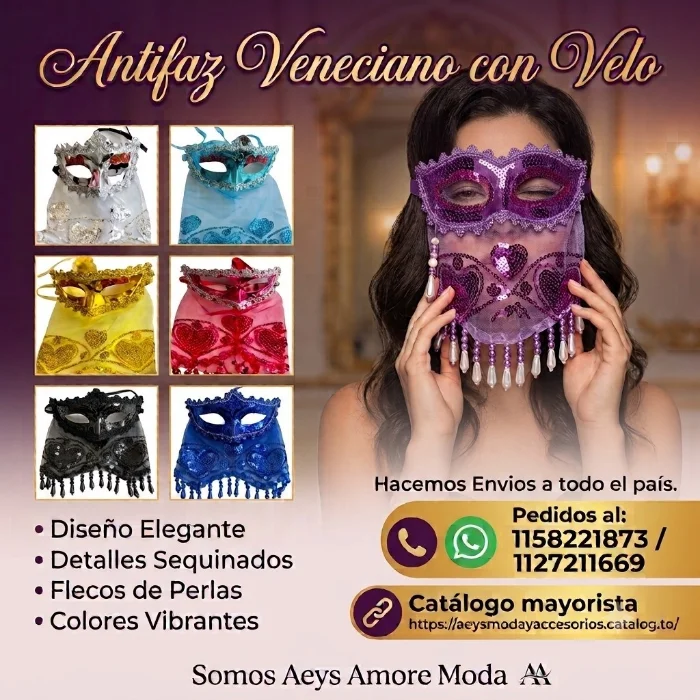 Antifaz Veneciano con Velo, Halloween