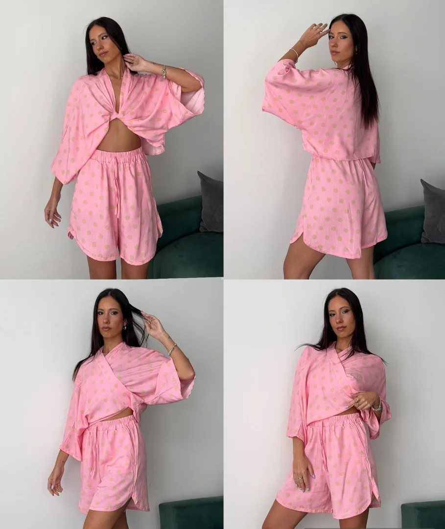 Conjunto de Lino Estampado Remera Short - Imagen 3
