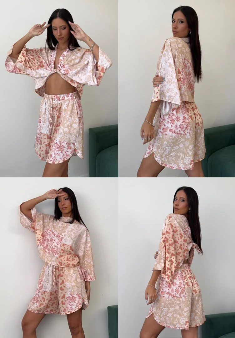Conjunto de Lino Estampado Remera Short - Imagen 5