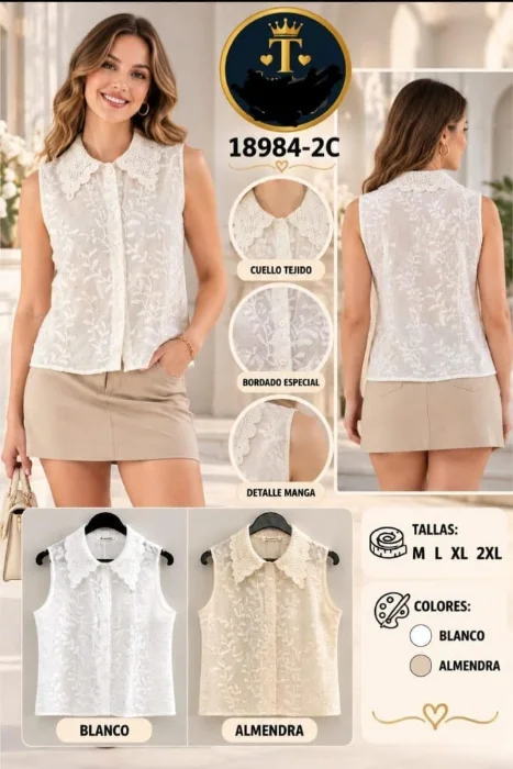 Musculosa Broderie con Strass_ Santelón