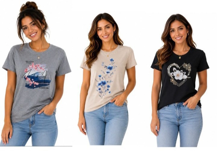 Remeras Algodón Peinado de Mujer - Imagen 2