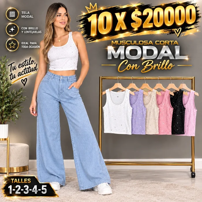 Músculosa Corta Modal Brillo