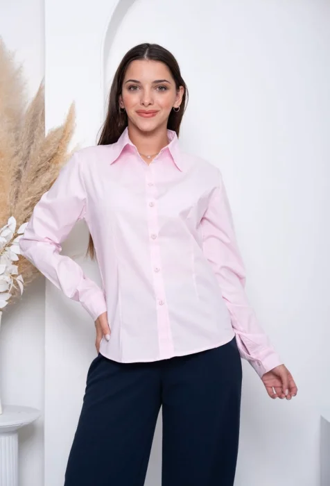 Camisa Rosa Lisa Entallada