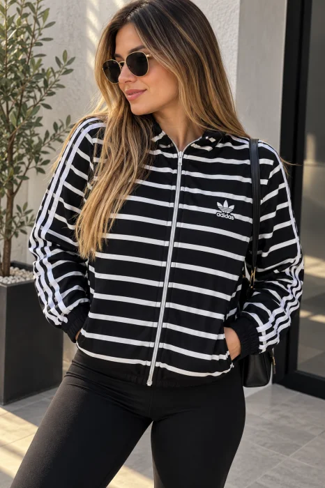 Campera Dama  Modelo : Rayas Modal Soft  Logo Estampado