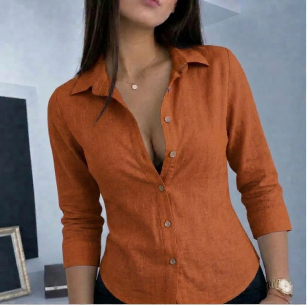 Camisa Clásica de Mujer Lino Elástizada - Imagen 5