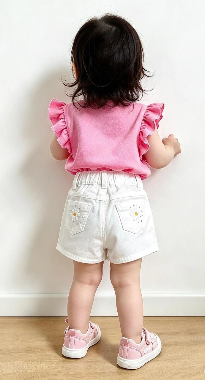 Short Beba Gabardina Margaritas - Imagen 2