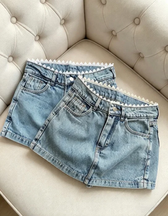 Shorts Pollera con Puntilla Tendencia