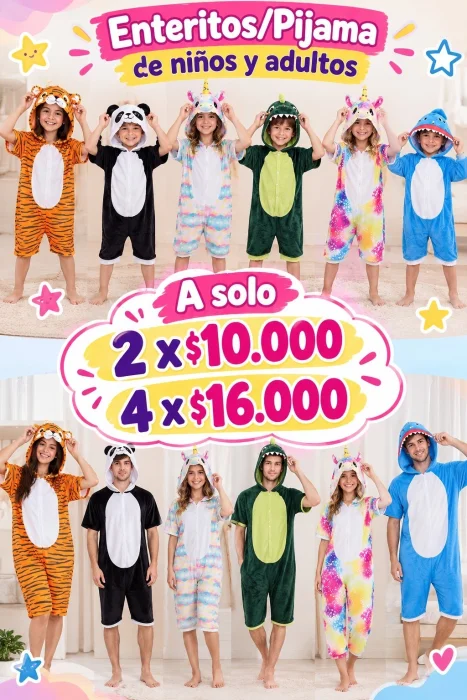 Enteritos Pijama Cortos Niños y Adultos