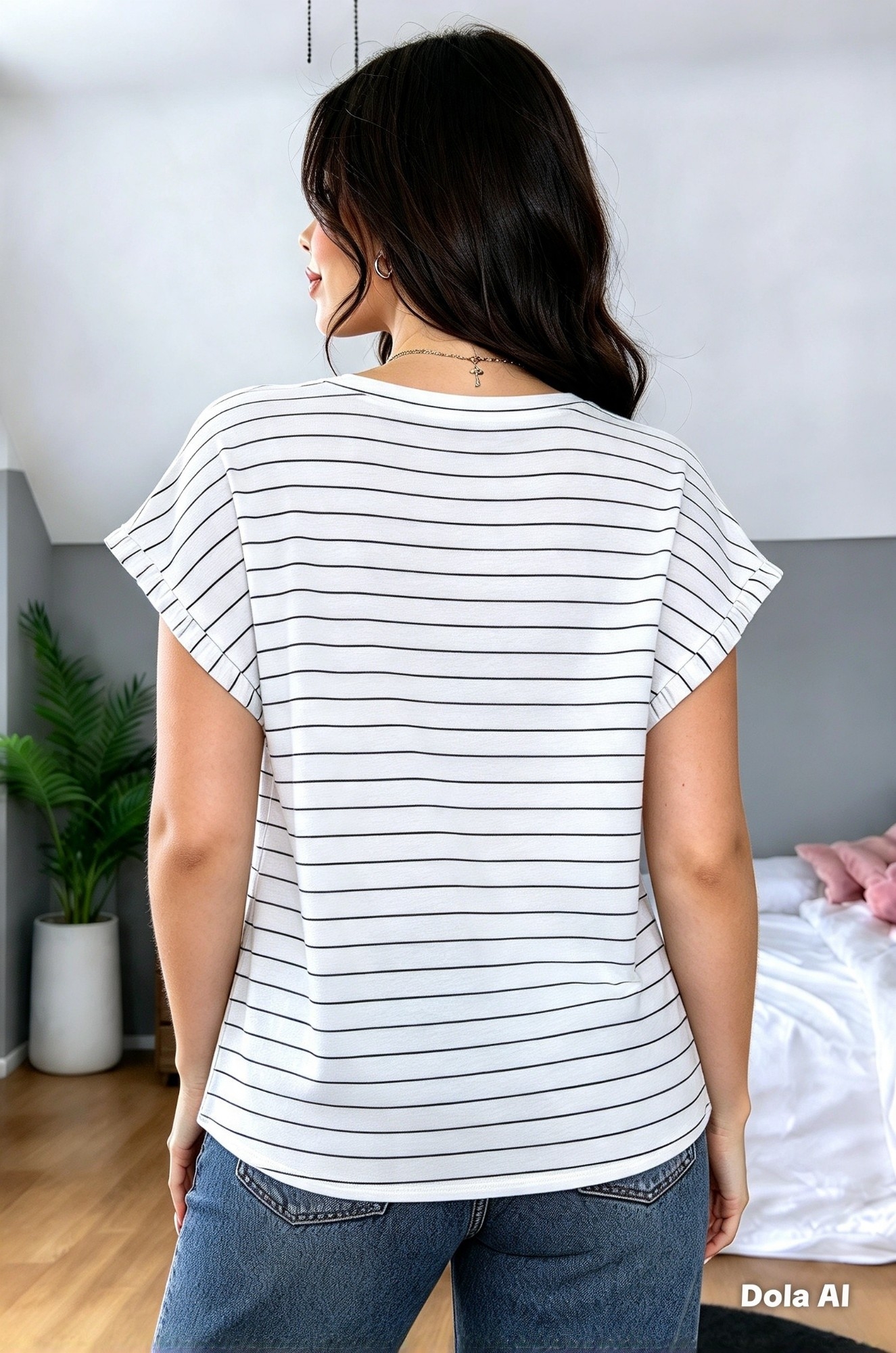 Remera Escote V Rayada - Imagen 2