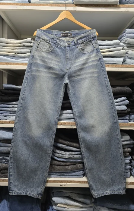 Pantalon Baggy Liso Azul Oxido Big New