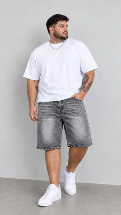 Bermuda Mom Negro Gastado C/b