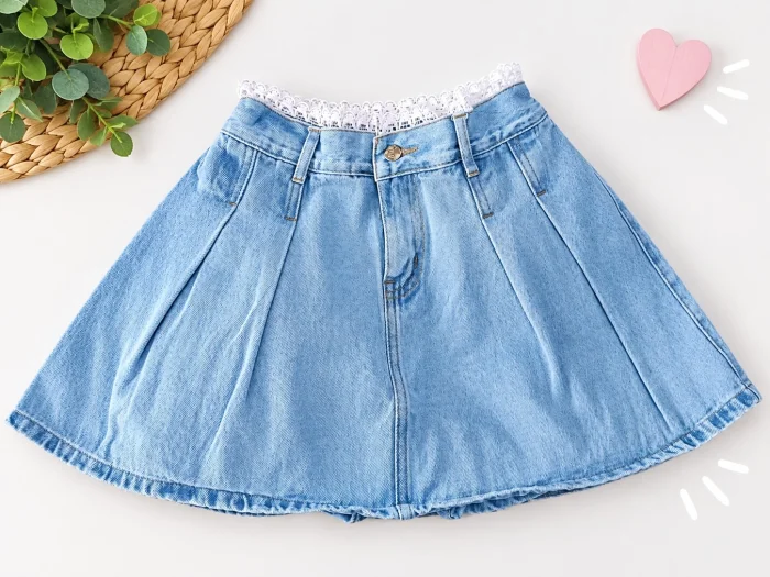 Shorts Pollera Tableada con Broderi