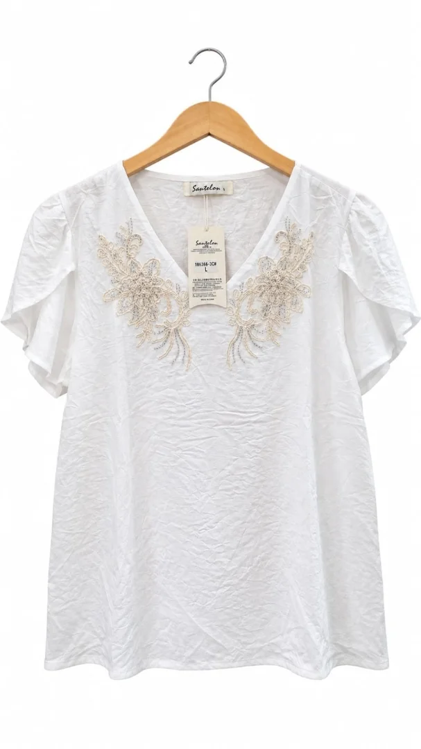 Blusa de Lino con Brillo Importada - Imagen 1
