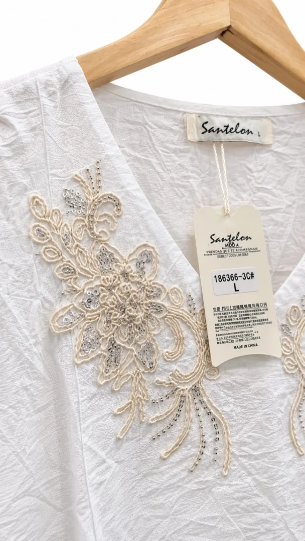 Blusa de Lino con Brillo Importada - Imagen 2