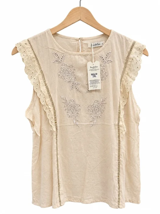 Musculosa Importada de Lino con Bordes