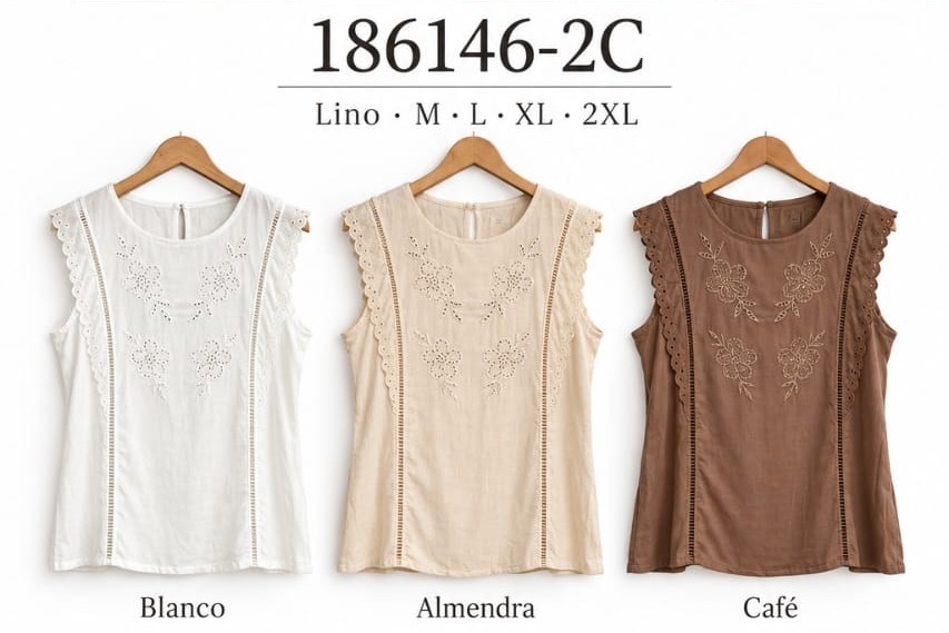 Musculosa Importada de Lino con Bordes - Imagen 3