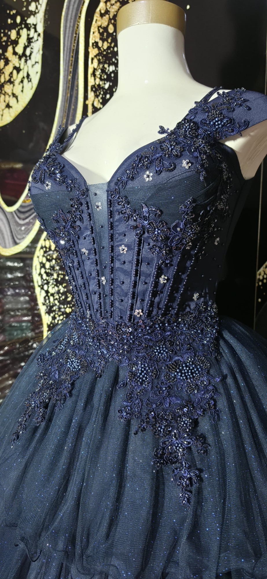 Vestido de 15 de 3 Piezas en Azul Noche - Imagen 2