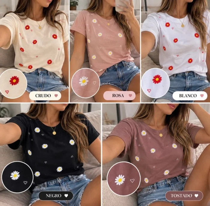 Remera Estampada Margaritas
