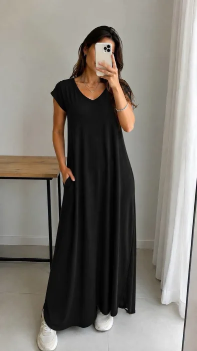 Vestido Largo con Bolsillos