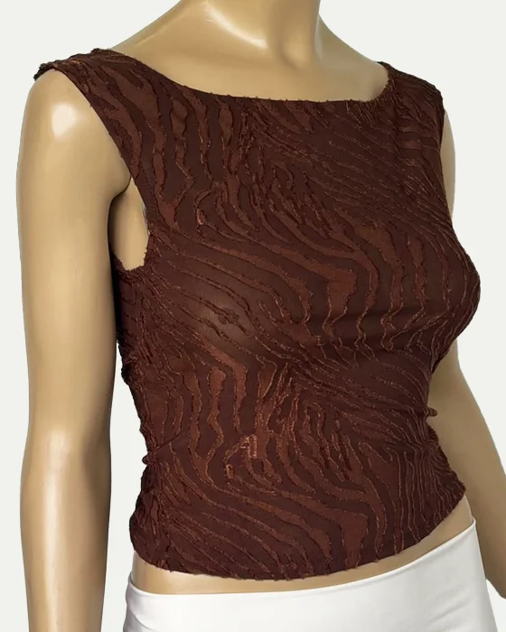 Musculosa Jacquard Cebra Cuello Bote