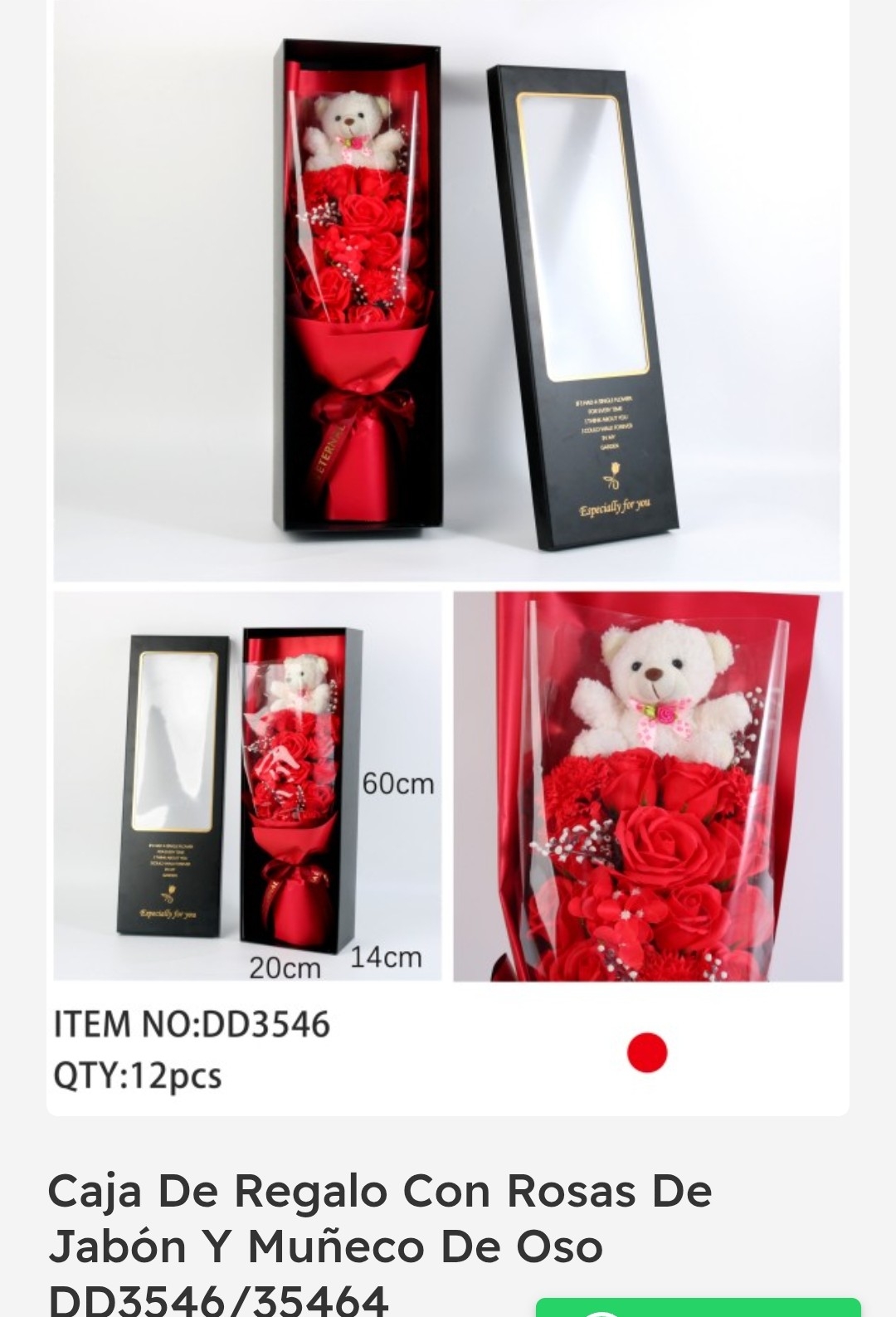 Caja de Regalo con Rosas de Jabon y Muñeci de Oso - Imagen 2