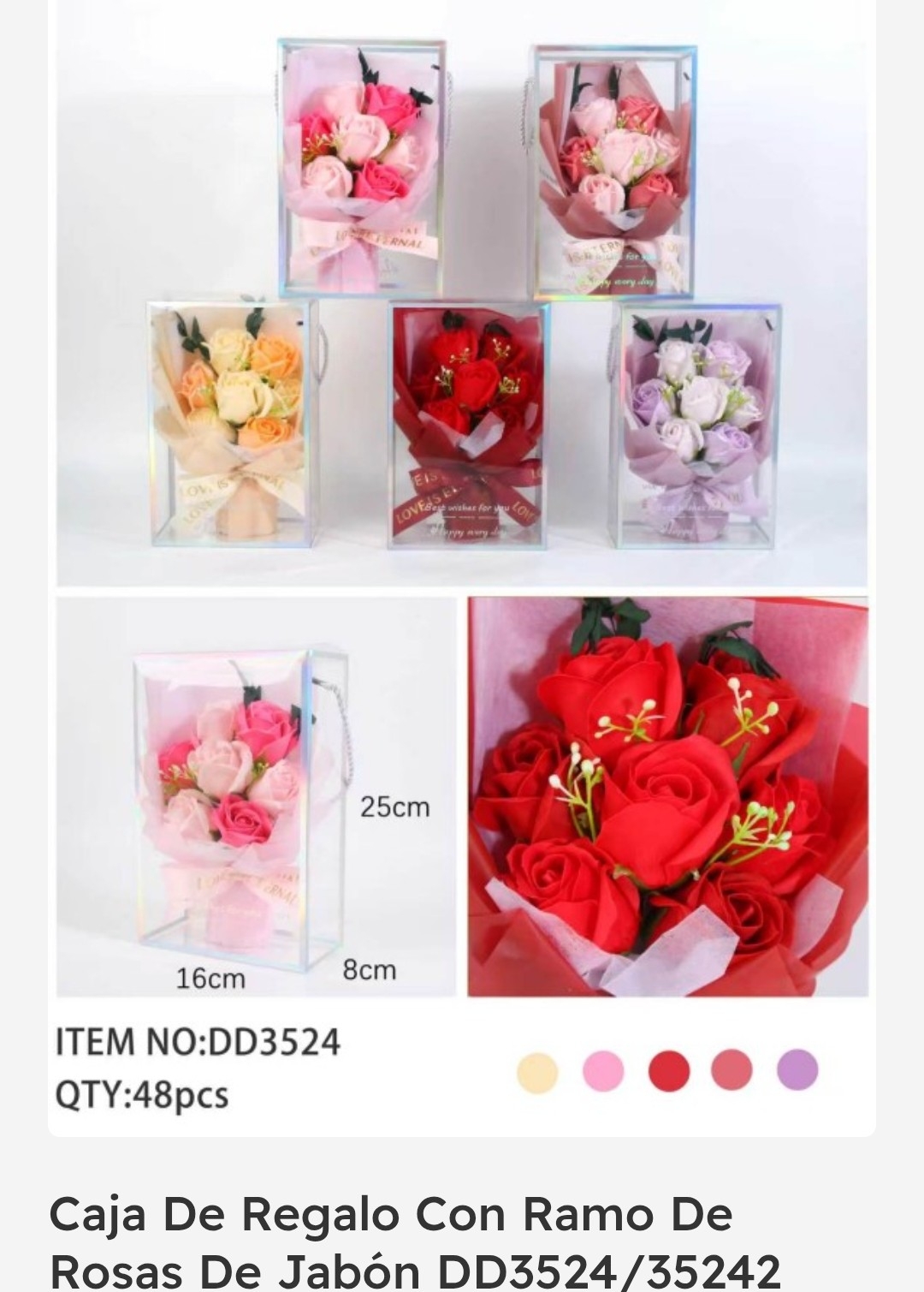 Caja de Regalo con Rami y Rosas de Jabon - Imagen 3