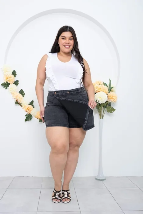 Shorts Pollera Elástizado Gris