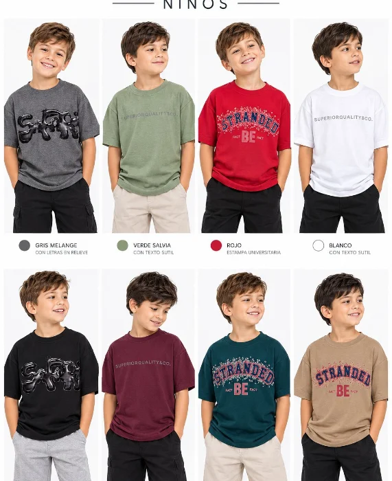 Remeras Oversise Niños con Relieve 3d