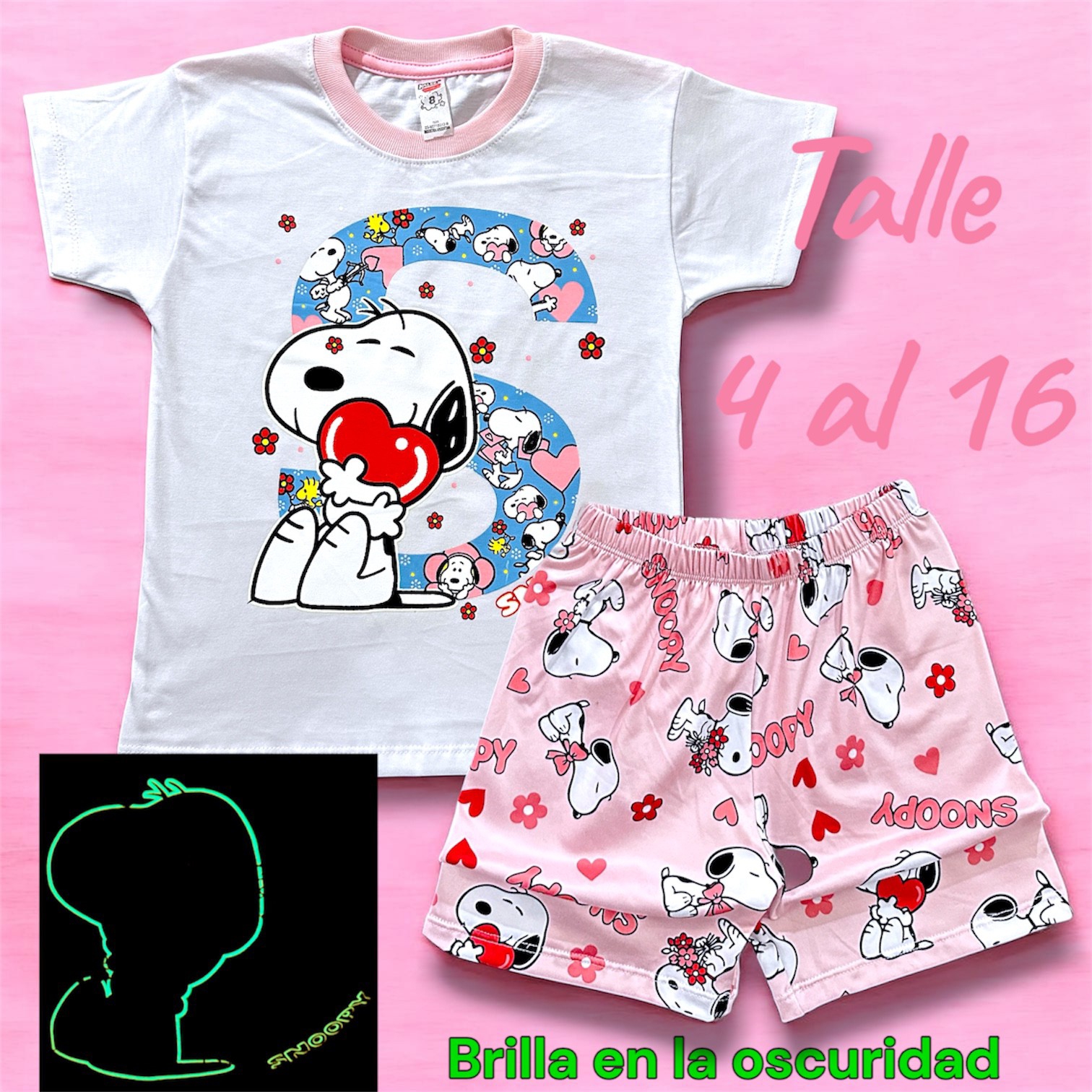 Pijama Snoopy con Brillo en la Oscuridad - Imagen 3