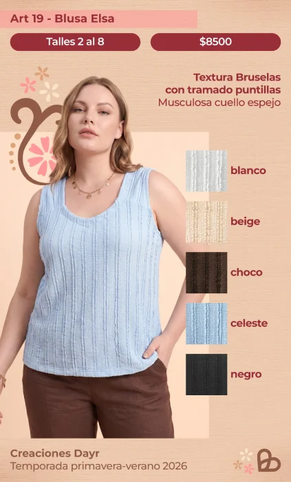 Musculosa Bruselas con Tramado Puntilla