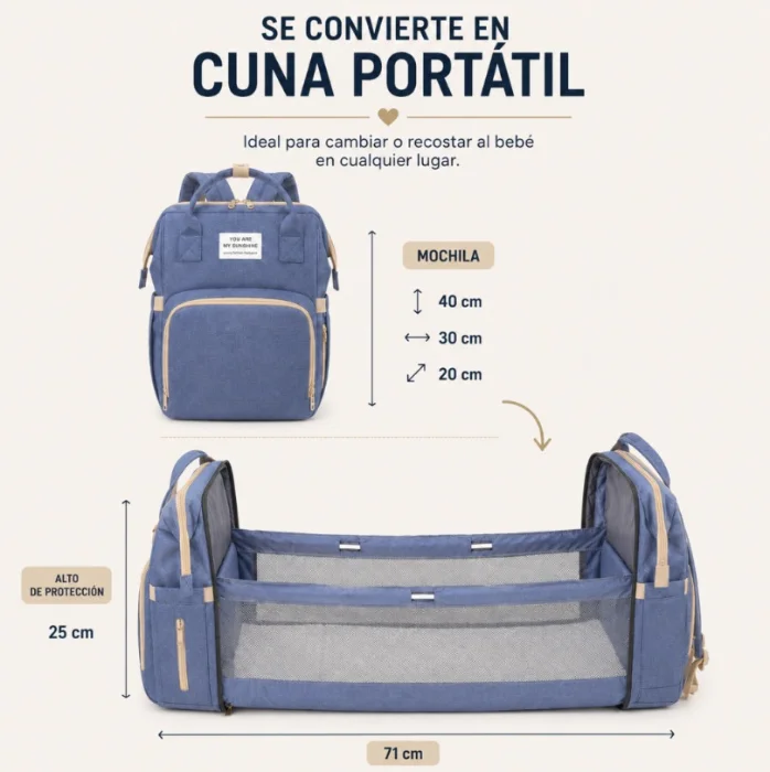Mochila Maternal 3 en 1 (bolso, Cuna y Cambiador)