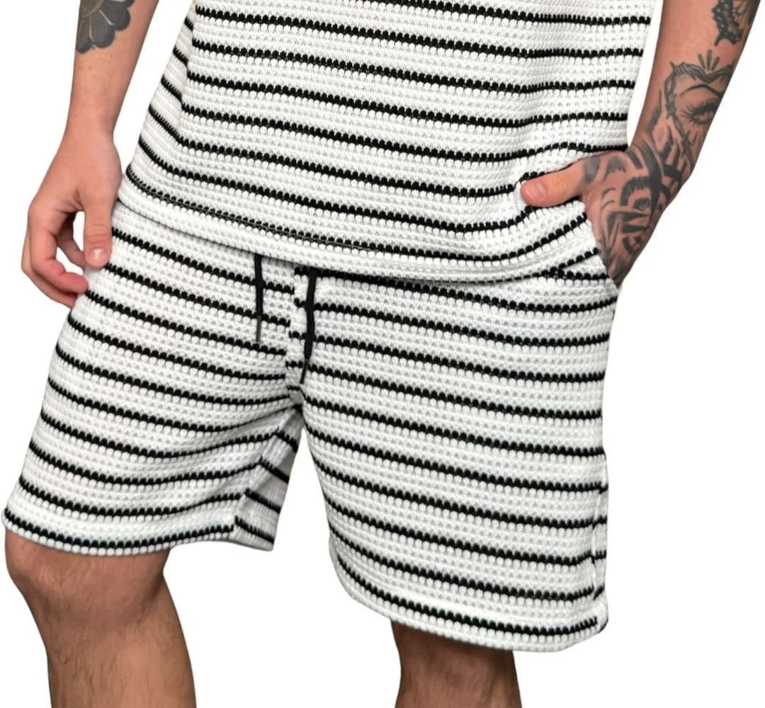 Conjunto Crochet Rallado Blanco / Negro - Imagen 3