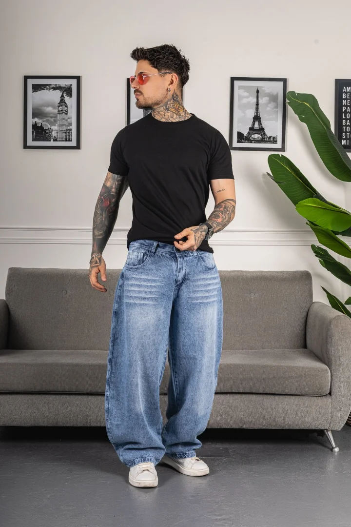 Jeans Baggy de Hombre ( Bordado y Doble Bolsillo ) - Imagen 2
