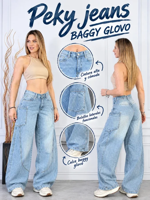 Jeans Baggy Glovo  con Recorte